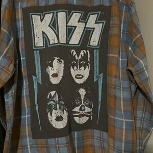 KISS band T-shirt flannel